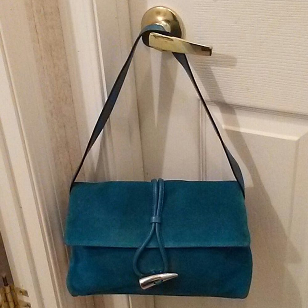 Vintage Authentic Burberry London Suede Leather Shoulder Hobo Bag